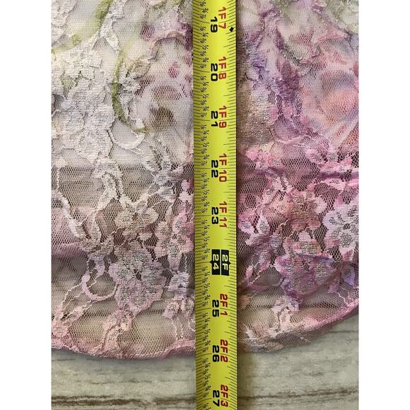 Brittany Black Pink Floral Lace Beaded Short Sleeve Top Size Women’s Large - Picture 4 of 6